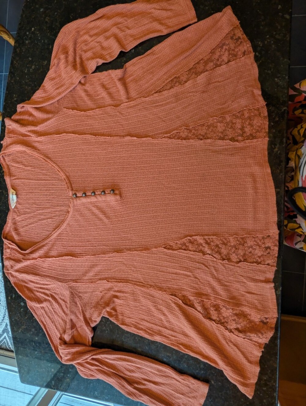 Like New Viscose And Linen Lucky Brand XXL Mixed Media Swing Shirt Blouse Fall